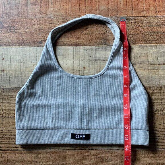 Junie Clothing Womens Ribbed Knit Cropped Halter Top in Gray -S - Picture 3 of 7